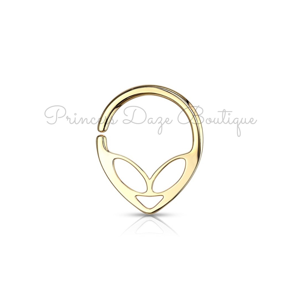 Gold‎ Alien Hoop Septum Ring Daith Helix Piercing Jewelry